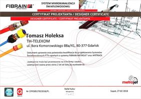 certyfikat projektanta, Th Telekom Tomasz Holeksa, Gdańsk