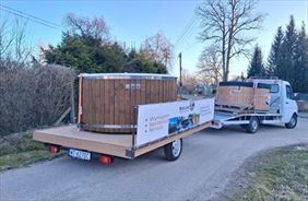 transport balii ogrodowych, Balia ogień i woda - wynajem balii, sprzedaż balii, Łosino