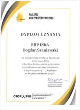 dyplom, BHP Inka Agnieszka Szaniawska, Katowice