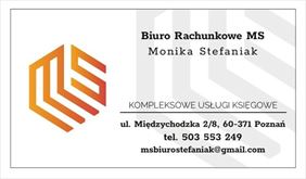 wizytówka, Biuro Rachunkowe MS Monika Stefaniak, Poznań