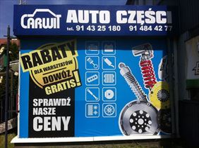 reklama firmy Carwit, Carwit Części samochodowe, akumulatory, oleje, Szczecin