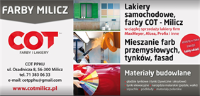 farby, Cot PPHU Sklep budowlany, mieszalnia lakierów, Milicz